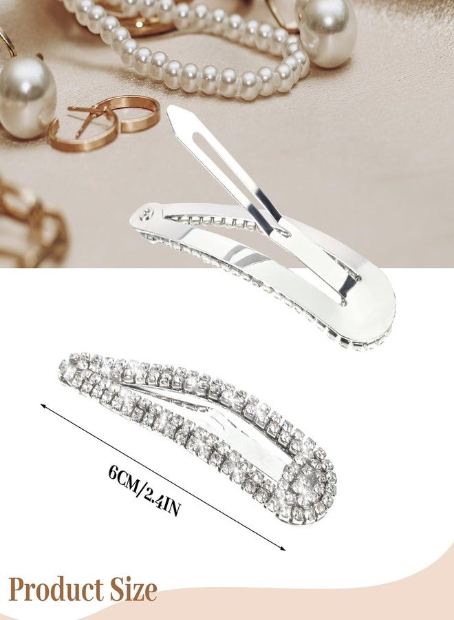 obeoby 2.4 Inch Rhinestone Hair Clips, 6PCS Silver Hair Clips Snap Barrettes for Women Sparkly Hair Pins Decorative Hair Accessories for Girls Women - Image 2